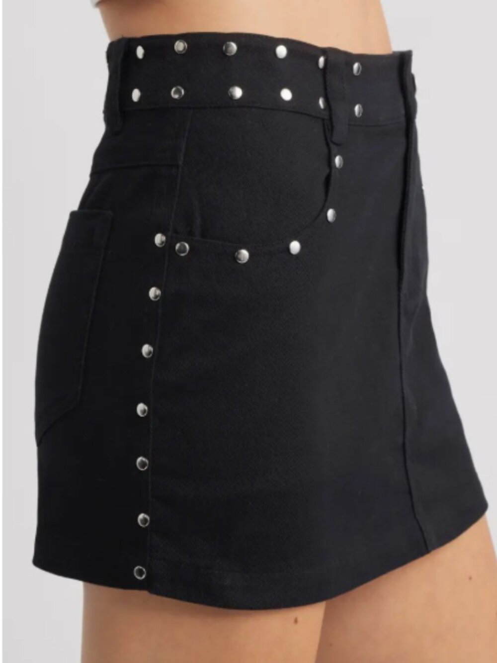 BP Stud Denim Mini Skirt Black Size 26 NWT